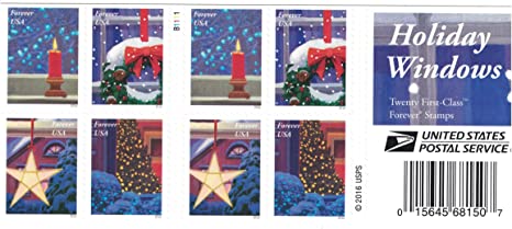 2016 Christmas Holiday Windows. Candle Stamps - Forever Stamps