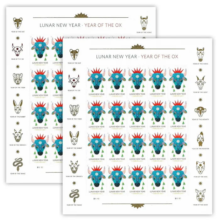 2021 Lunar New Year Ox Stamps - Forever Stamps