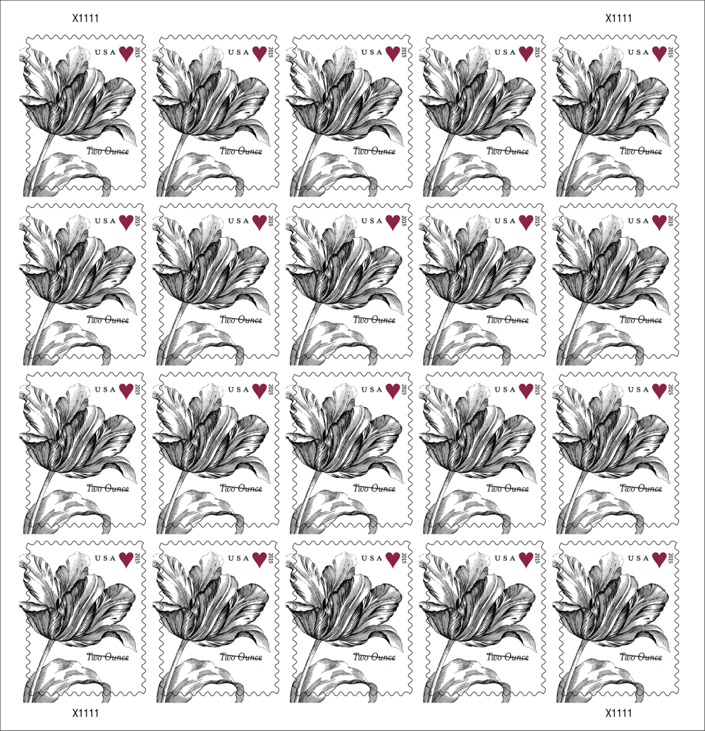 2015 Vintage Tulip Stamps 100 PCS - Forever Stamps